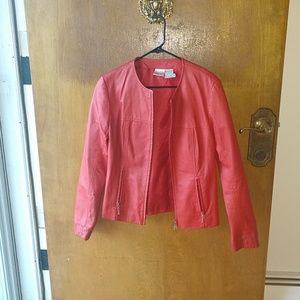 Red leather blazer jacket